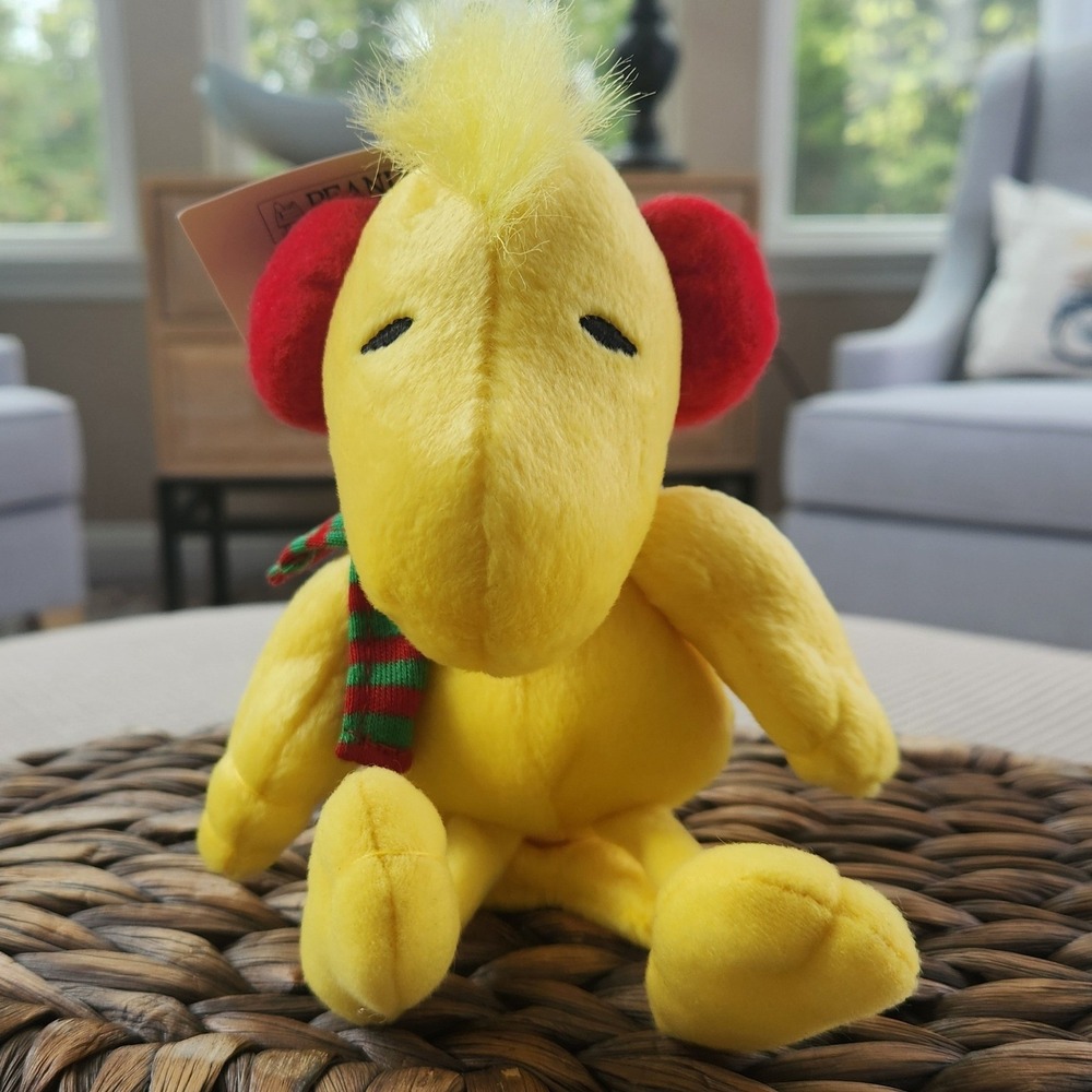 Hallmark VTG Woodstock Peanuts Plush Unisex Yellow New Christmas Earmuffs Scarf